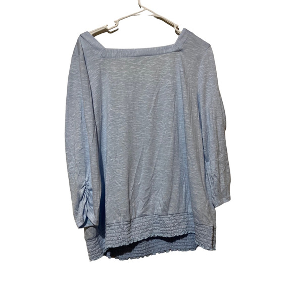 Apt. 9 Womens T-Shirt Blue Heathered Long Sleeve Square Neck Stretch Plus XXL - Picture 2 of 7